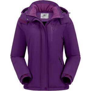 Women's Purple Snow Ski Hooded Jacket Coat Mountain Snowboarding Waterproof